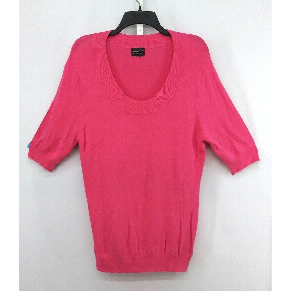 George Blouse Womens Size XL Pink Short Sleeve Scoop Neck Pullover Knit Top